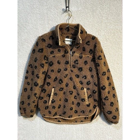 Abercrombie & Fitch Jackets & Blazers - Abercrombie & Fitch A&F Soft‎ Sherpa Women Jacket 1/4 Zip Medium Animal Print